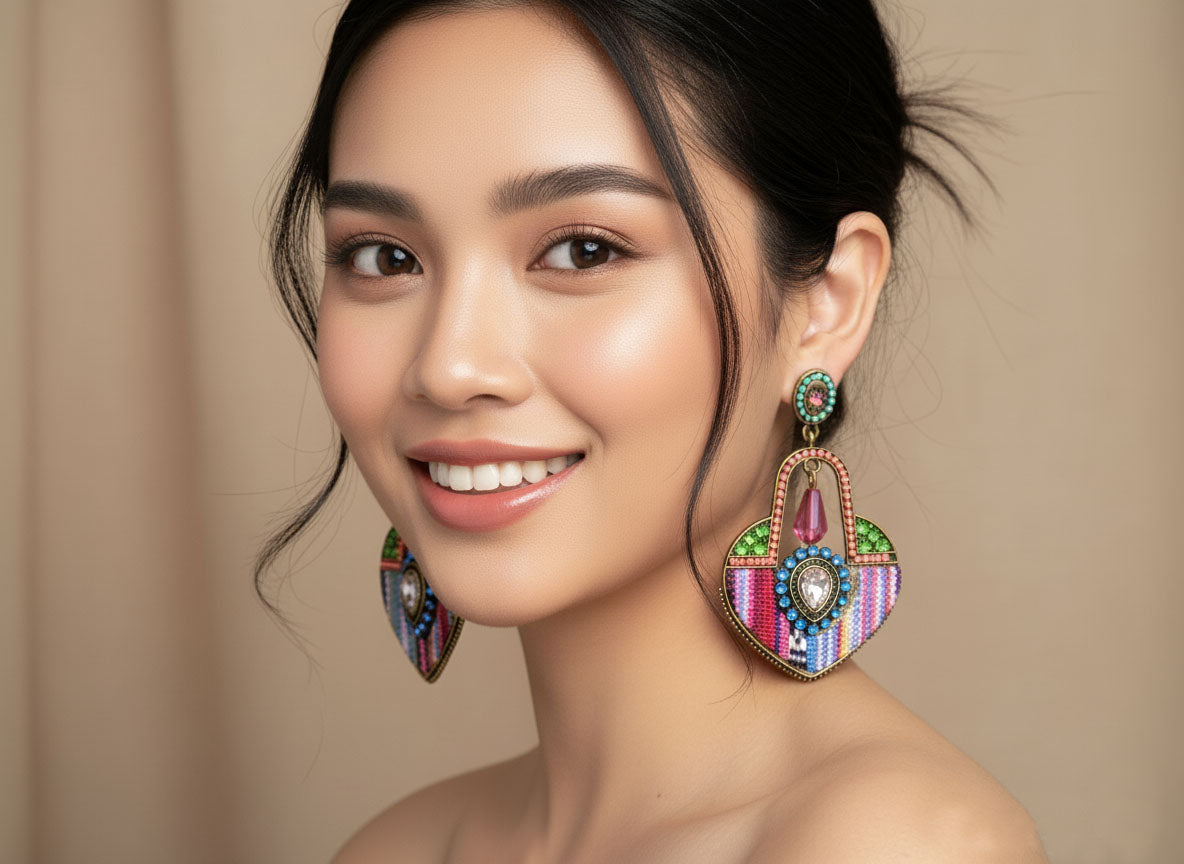 Antique finish beaded earrings