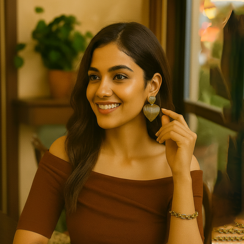 Anti-Tarnish Heart Dangler Earrings