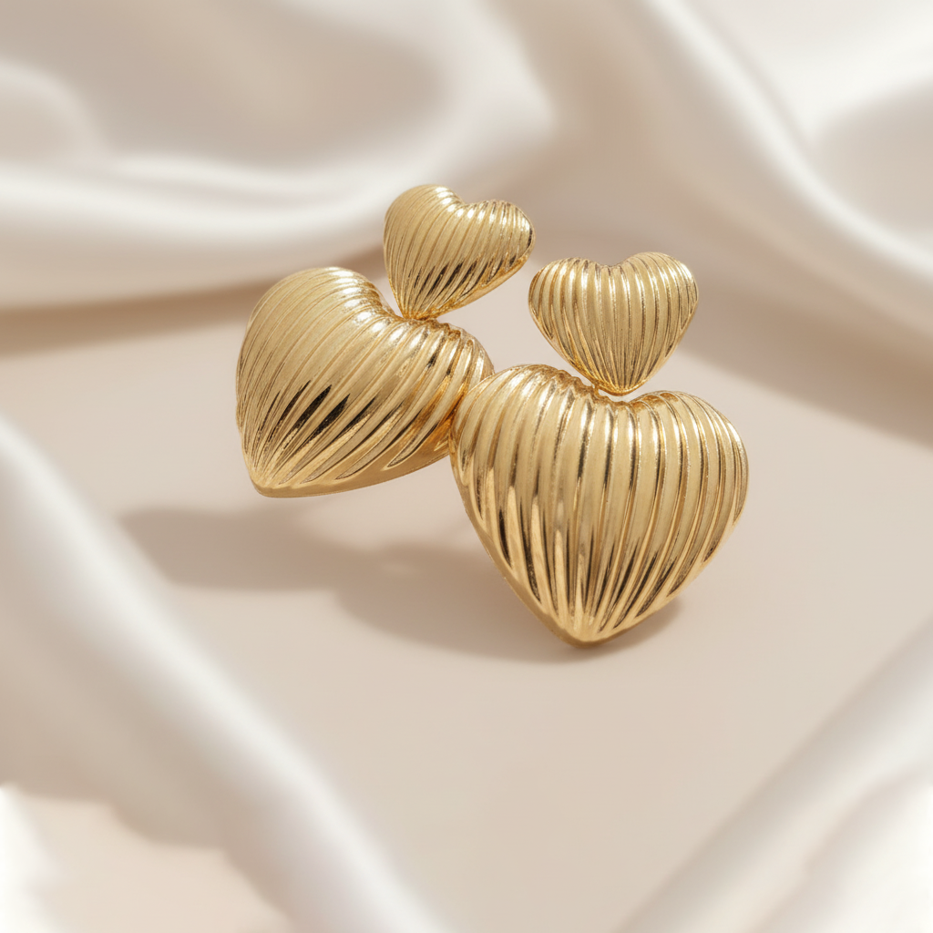 Anti-Tarnish Heart Dangler Earrings