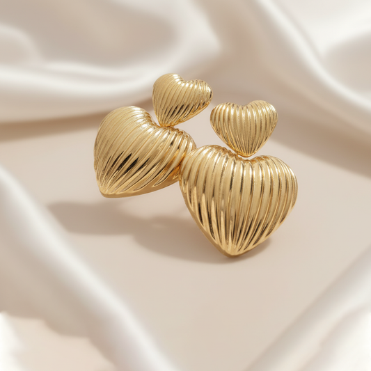 Anti-Tarnish Heart Dangler Earrings