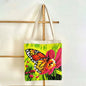 Hand-Painted Butterfly on flower Canvas Tote Bag